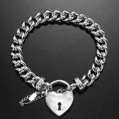 925 Sterling Silver Plated Euro Chain Bracelet Featuring a Plain Locket - USA Made-2